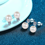 [Plus&Max]ELEGANT NATURAL PEARL & MOISSANITE DROP EARRINGS