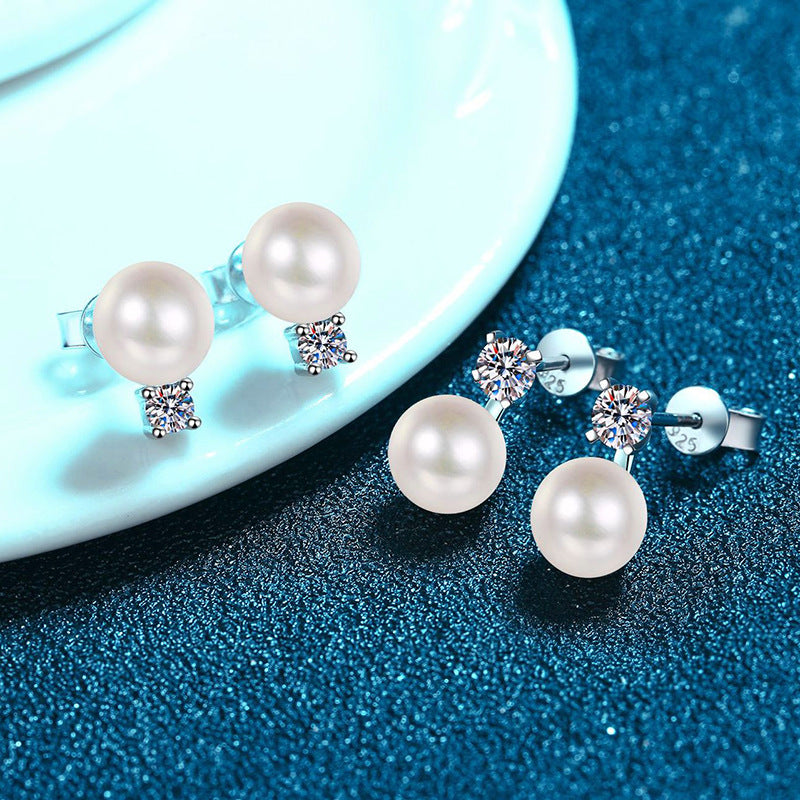 [Plus&Max]ELEGANT NATURAL PEARL & MOISSANITE DROP EARRINGS