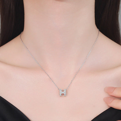 [Plus&Max]FULL-PAVE "H" MOISSANITE PENDANT NECKLACE