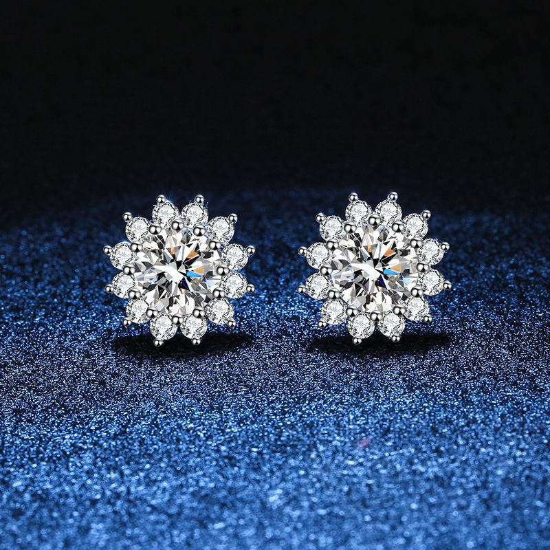 [Plus&Max]BLOOMING SUNFLOWER MOISSANITE STUD EARRINGS
