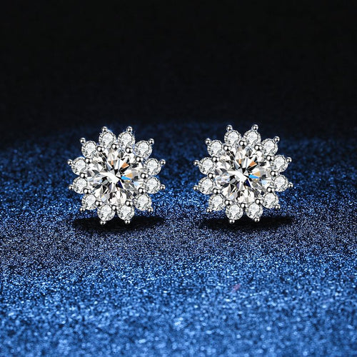 [Plus&Max]BLOOMING SUNFLOWER MOISSANITE STUD EARRINGS