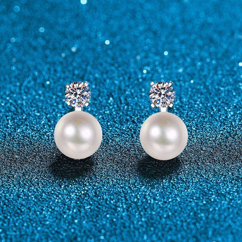 [Plus&Max]ELEGANT NATURAL PEARL & MOISSANITE DROP EARRINGS