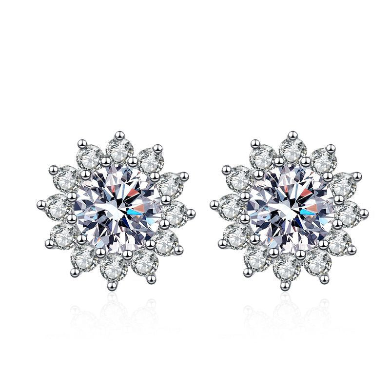 [Plus&Max]BLOOMING SUNFLOWER MOISSANITE STUD EARRINGS