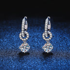 [Plus&Max]INTERLOCKING DOUBLE RING MOISSANITE DROP EARRINGS