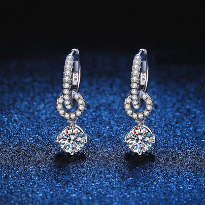 [Plus&Max]INTERLOCKING DOUBLE RING MOISSANITE DROP EARRINGS