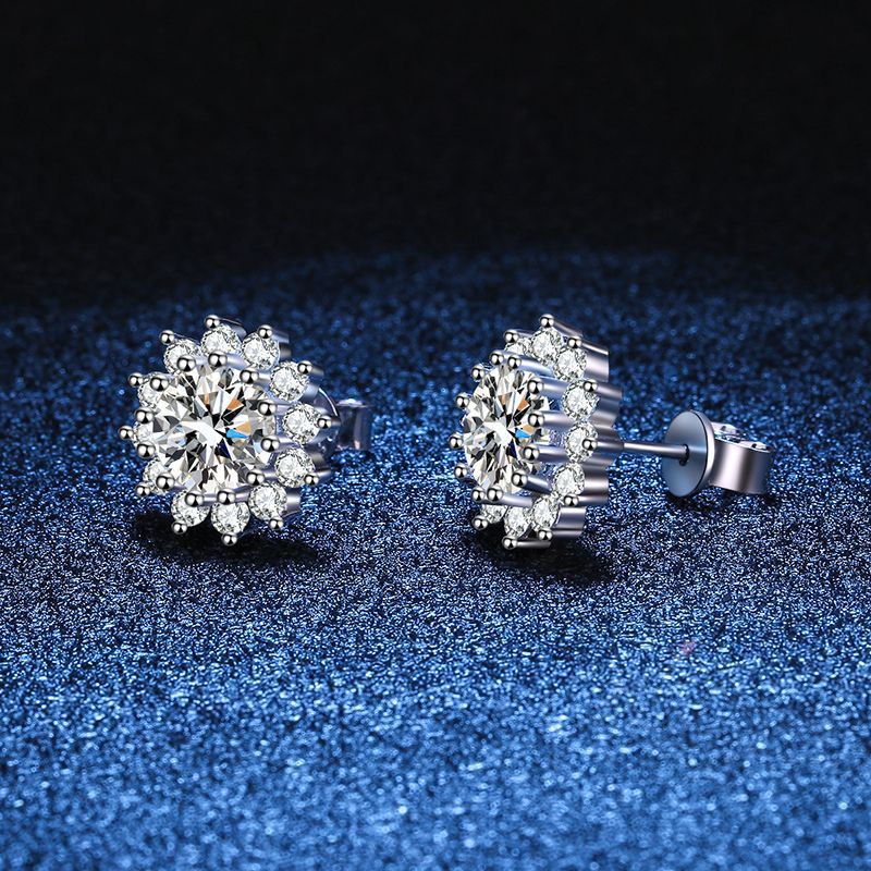 [Plus&Max]BLOOMING SUNFLOWER MOISSANITE STUD EARRINGS