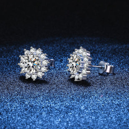 [Plus&Max]BLOOMING SUNFLOWER MOISSANITE STUD EARRINGS