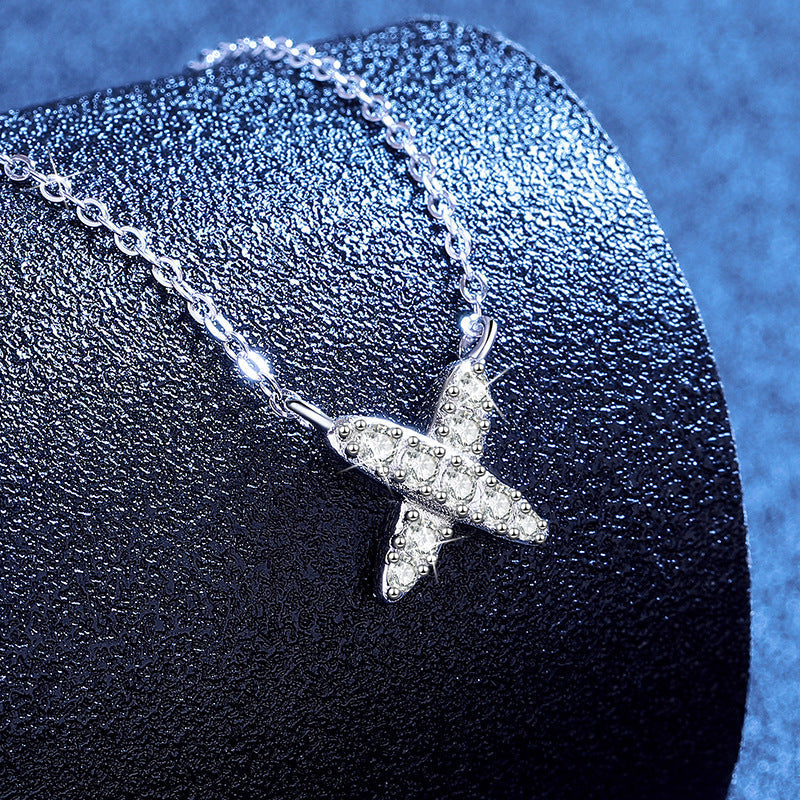 [Plus&Max]MODERN X-SHAPE PAVÉ MOISSANITE NECKLACE