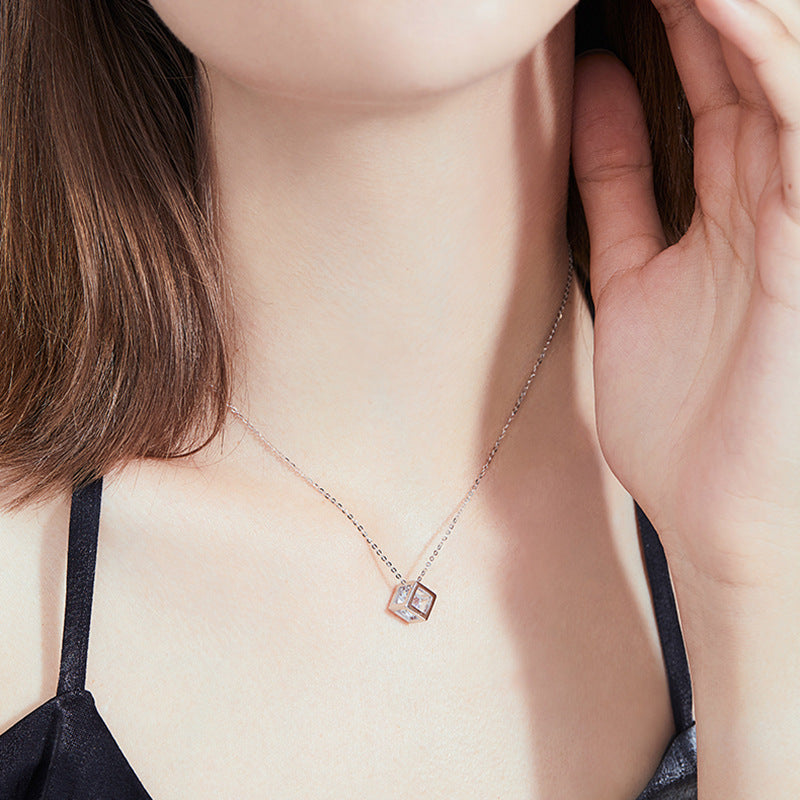 [Plus&Max]GEOMETRIC SUGAR-CUBE MOISSANITE NECKLACE