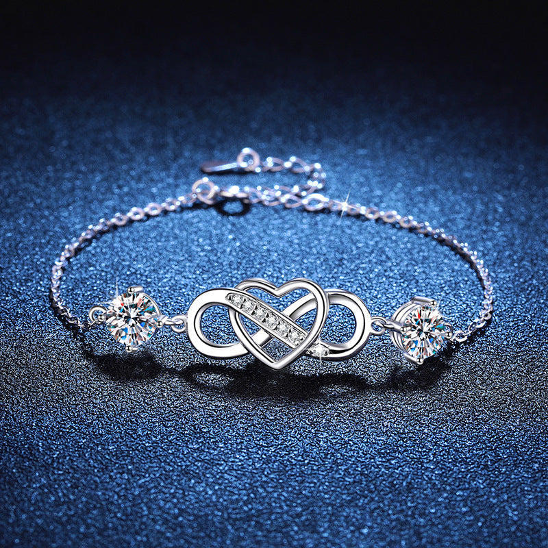 [Plus&Max]DOUBLE-STONE "LOVE LINK" MOISSANITE BRACELET