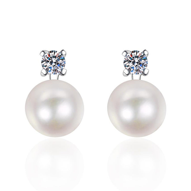 [Plus&Max]ELEGANT NATURAL PEARL & MOISSANITE DROP EARRINGS