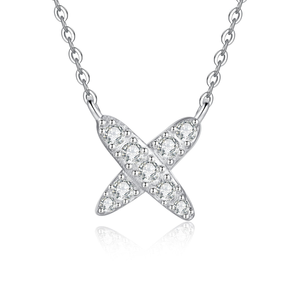 [Plus&Max]MODERN X-SHAPE PAVÉ MOISSANITE NECKLACE