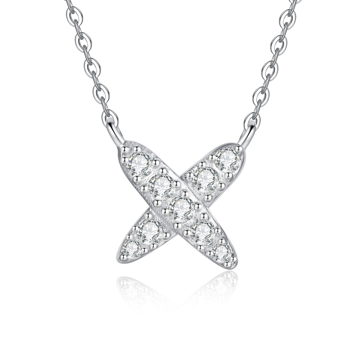 [Plus&Max]MODERN X-SHAPE PAVÉ MOISSANITE NECKLACE