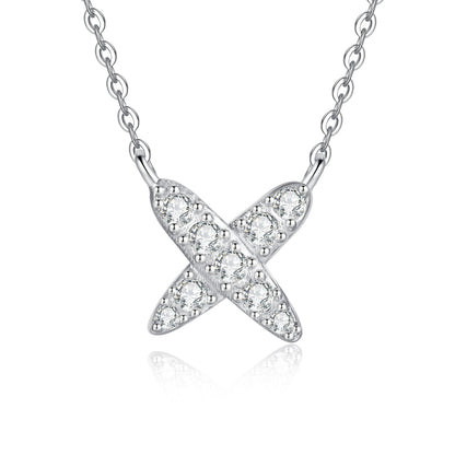 [Plus&Max]MODERN X-SHAPE PAVÉ MOISSANITE NECKLACE