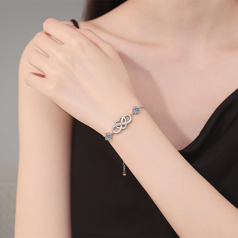 [Plus&Max]DOUBLE-STONE "LOVE LINK" MOISSANITE BRACELET