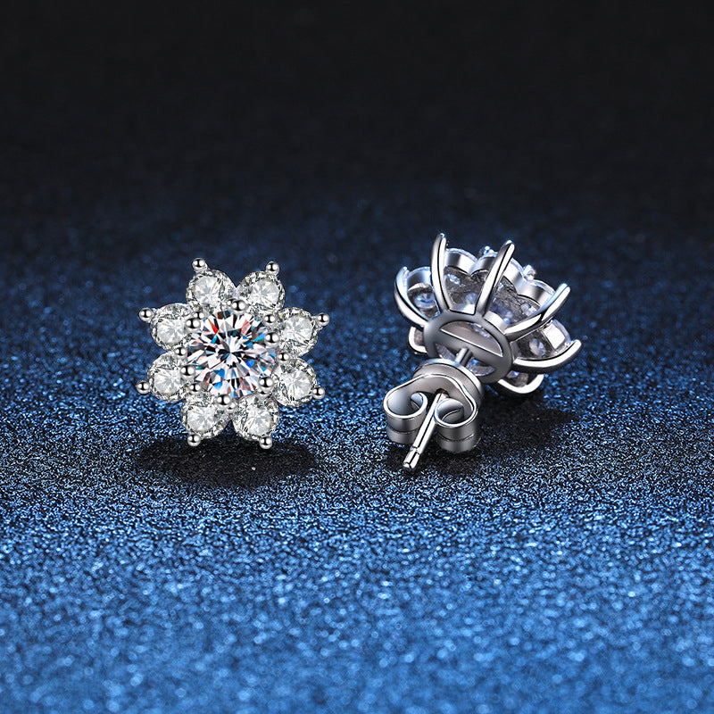 [Plus&Max]RADIANT SUNFLOWER MOISSANITE STUD EARRINGS