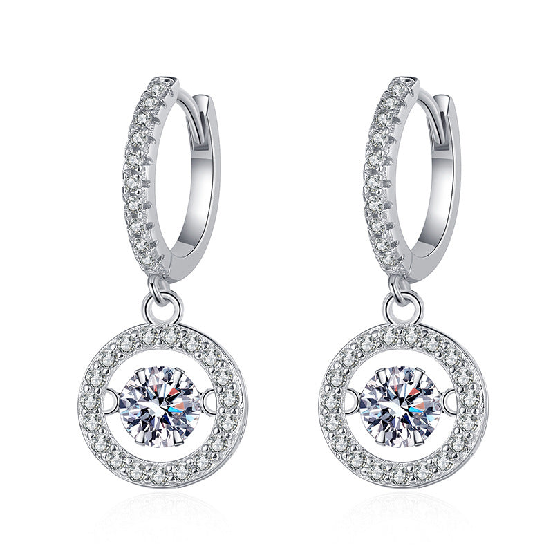 [Plus&Max]DANCING MOISSANITE HALO DROP HOOP EARRINGS