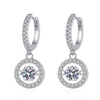 [Plus&Max]DANCING MOISSANITE HALO DROP HOOP EARRINGS