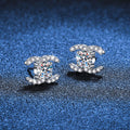 [Plus&Max]CHIC INTERLOCKING DOUBLE-C MOISSANITE STUD EARRINGS