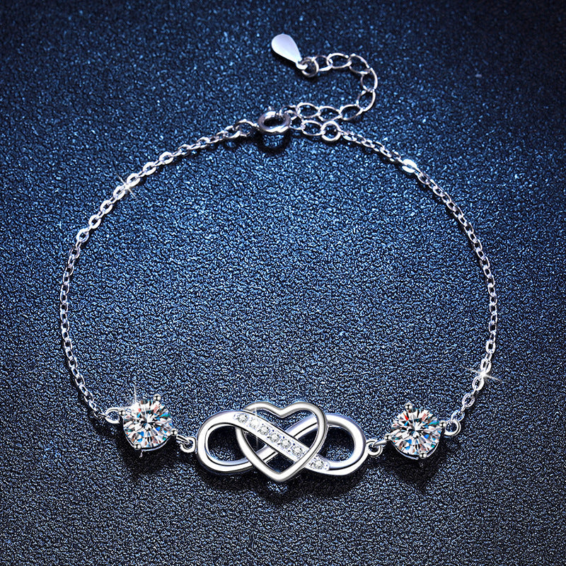 [Plus&Max]DOUBLE-STONE "LOVE LINK" MOISSANITE BRACELET