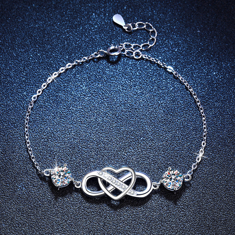 [Plus&Max]DOUBLE-STONE "LOVE LINK" MOISSANITE BRACELET