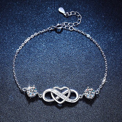 [Plus&Max]DOUBLE-STONE "LOVE LINK" MOISSANITE BRACELET