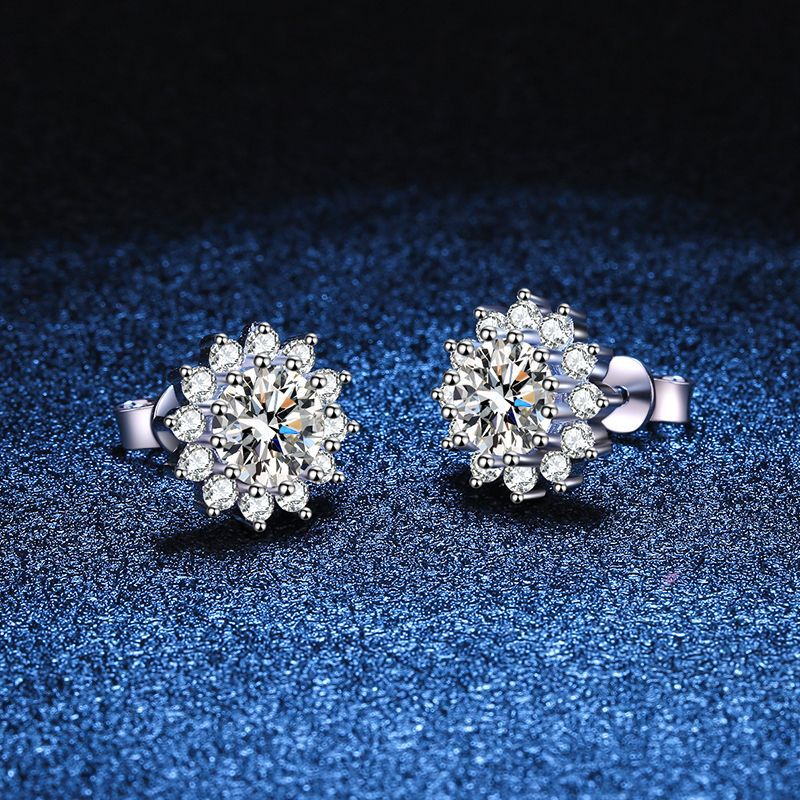[Plus&Max]BLOOMING SUNFLOWER MOISSANITE STUD EARRINGS
