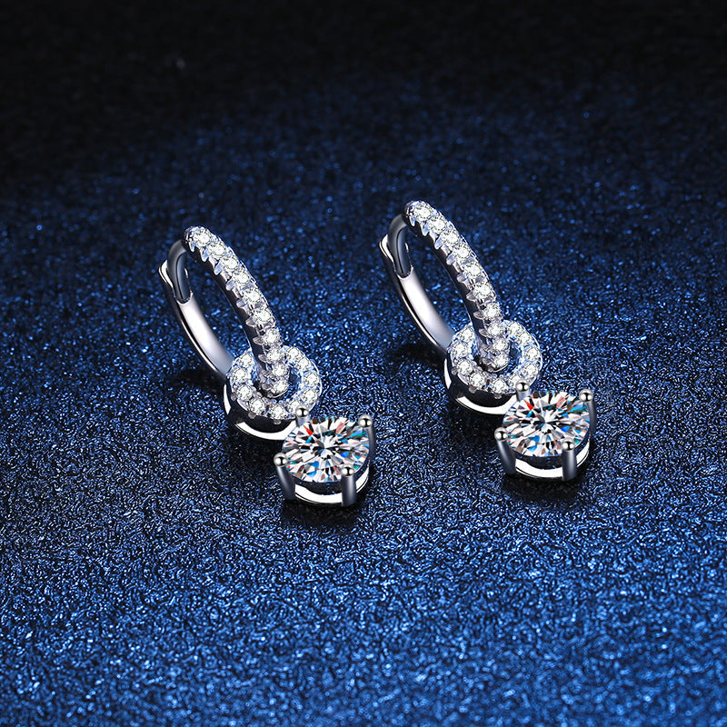 [Plus&Max]INTERLOCKING DOUBLE RING MOISSANITE DROP EARRINGS
