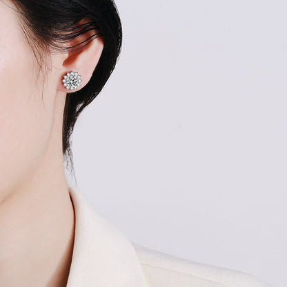 [Plus&Max]BLOOMING SUNFLOWER MOISSANITE STUD EARRINGS