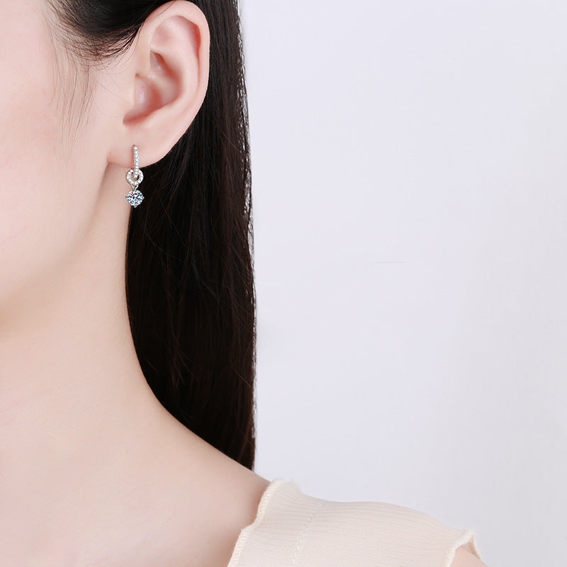 [Plus&Max]INTERLOCKING DOUBLE RING MOISSANITE DROP EARRINGS