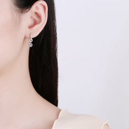 [Plus&Max]INTERLOCKING DOUBLE RING MOISSANITE DROP EARRINGS
