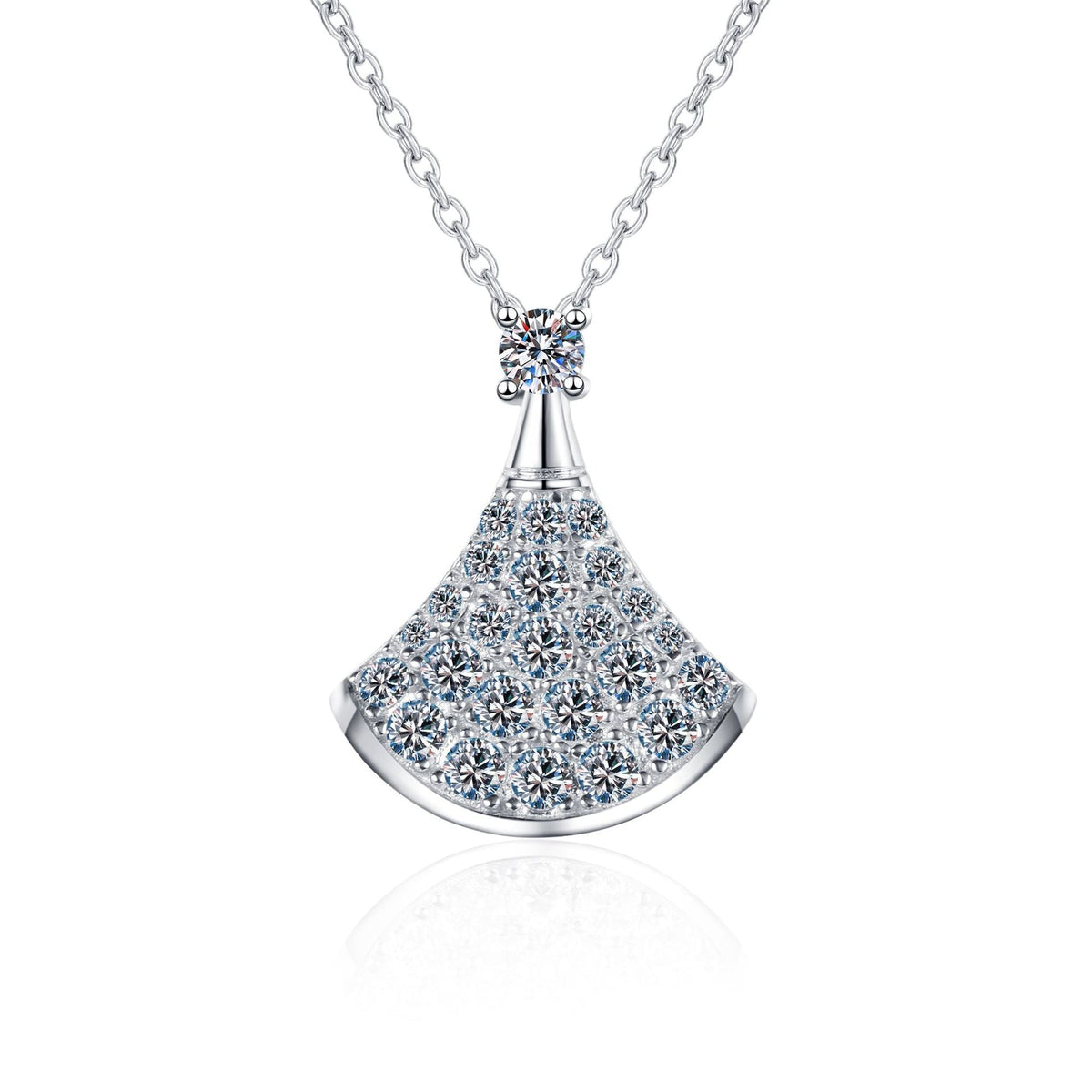 [Plus&Max]ELEGANT FAN-SHAPED MOISSANITE PENDANT NECKLACE