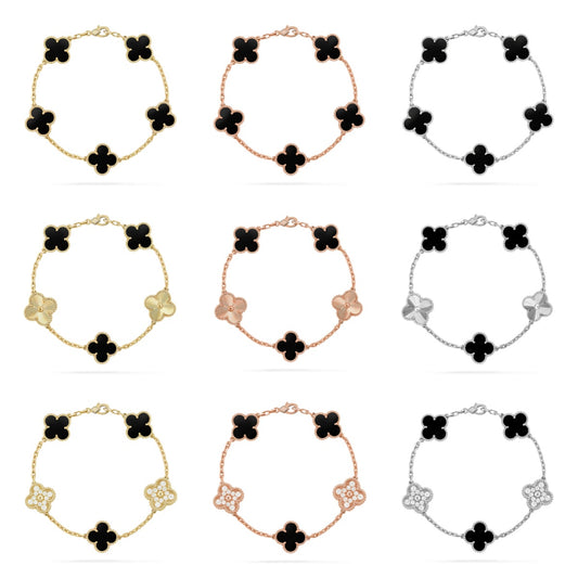 [Max Jewelry ] CLOVER 5 MOTIF ONYXS BRACELET COLLECTION