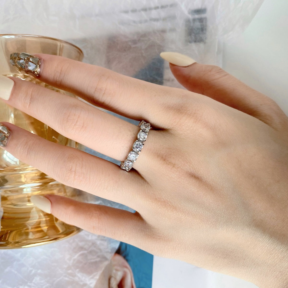 [Max Jewelry ]Eternity Round Cut Tennis Ring
