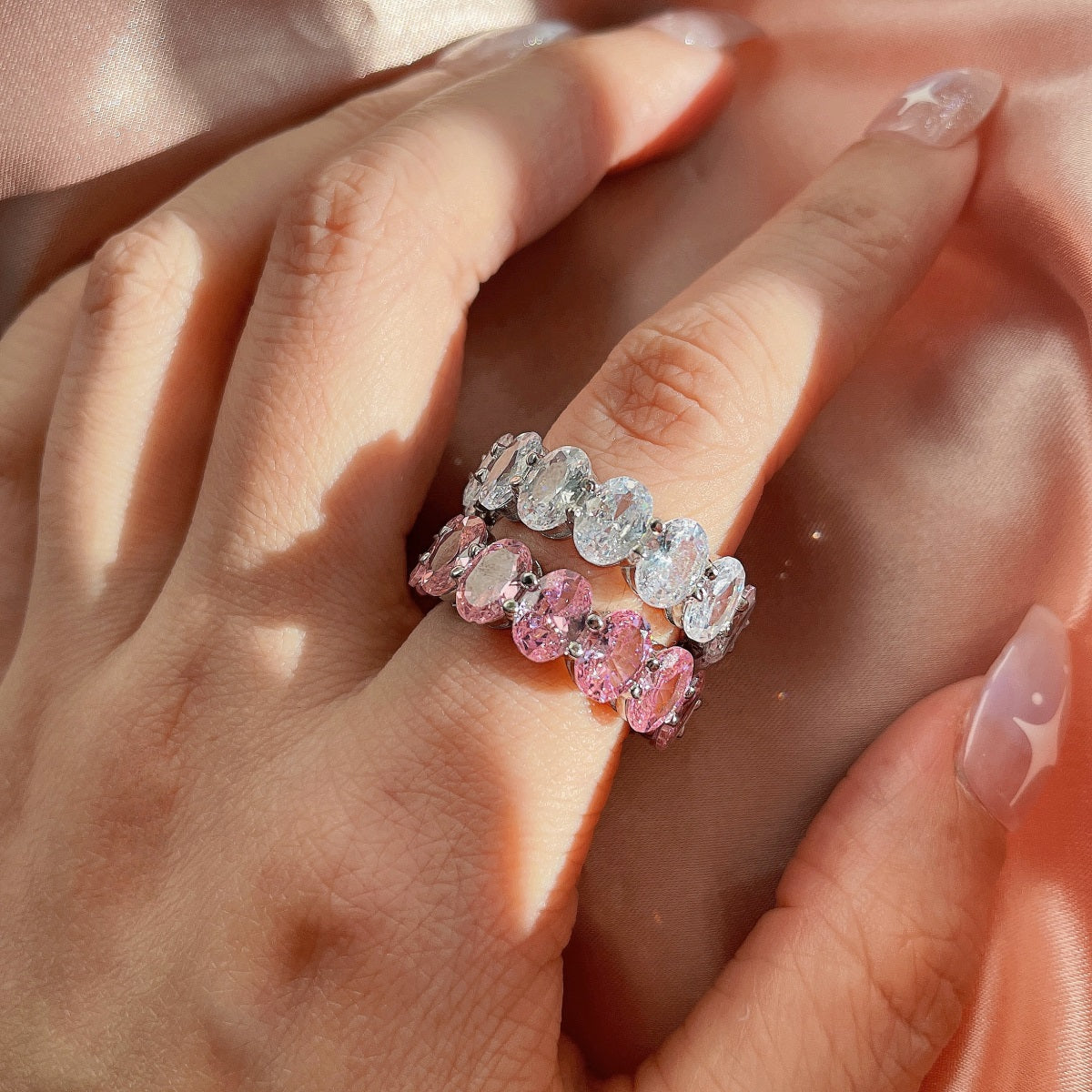 [Max Jewelry ]Dainty Elongated Cushion Cut Tennis Ring