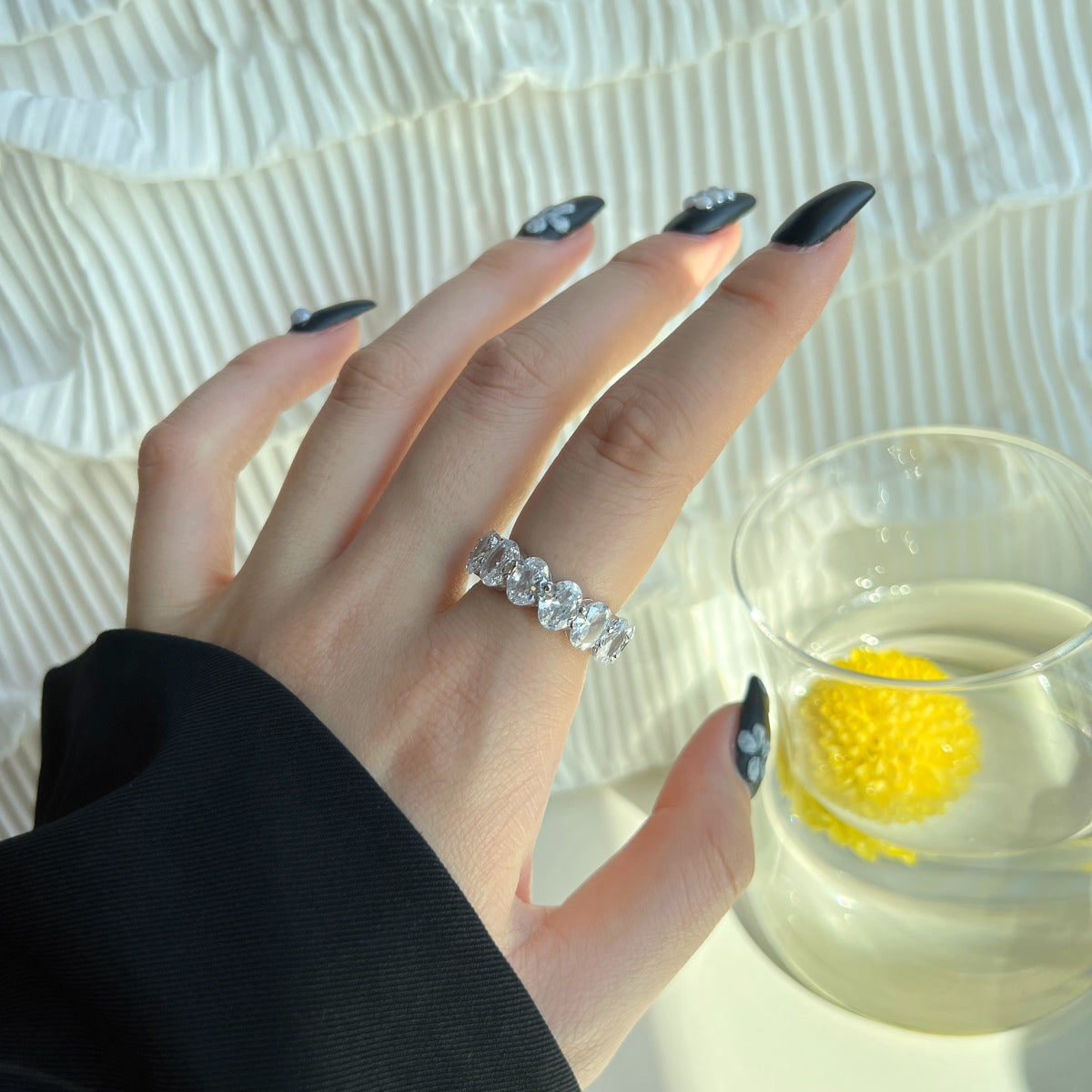 [Max Jewelry ]Dainty Elongated Cushion Cut Tennis Ring