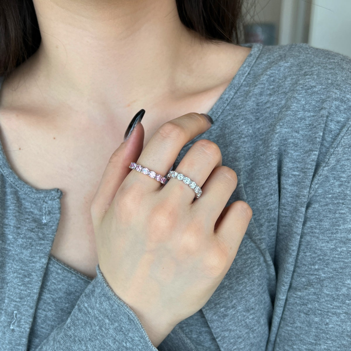 [Max Jewelry ]Eternity Round Cut Tennis Ring