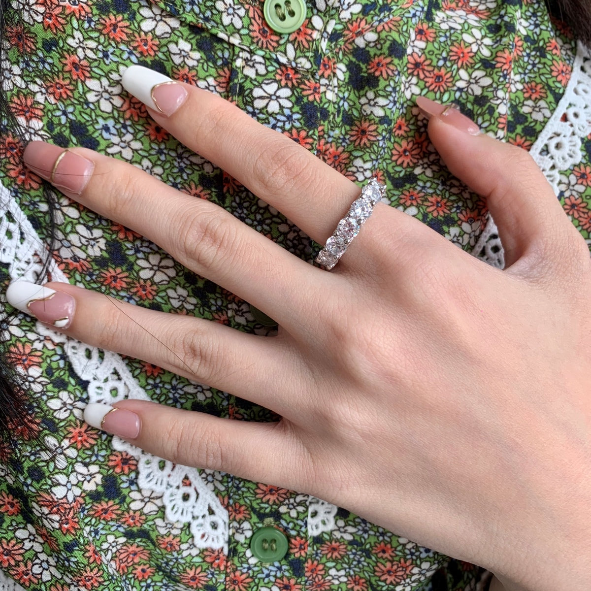 [Max Jewelry ]Gorgeous Round Cut Tennis Ring