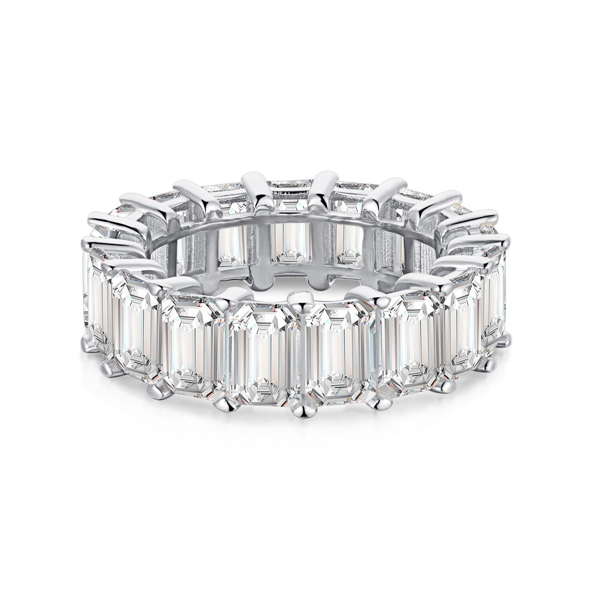 [Max Jewelry ]0.75 Carat Elegant Emerald Cut Tennis Ring