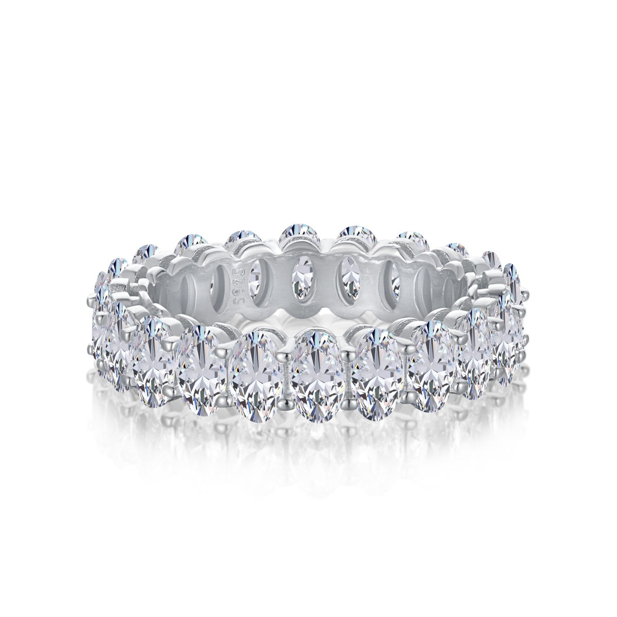 [Max Jewelry ]Ornate Oval Cut Tennis Ring