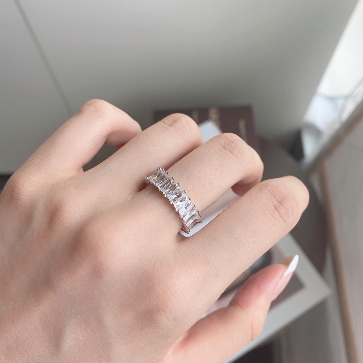 [Max Jewelry ]Unique Colorful Radiant Cut RIng