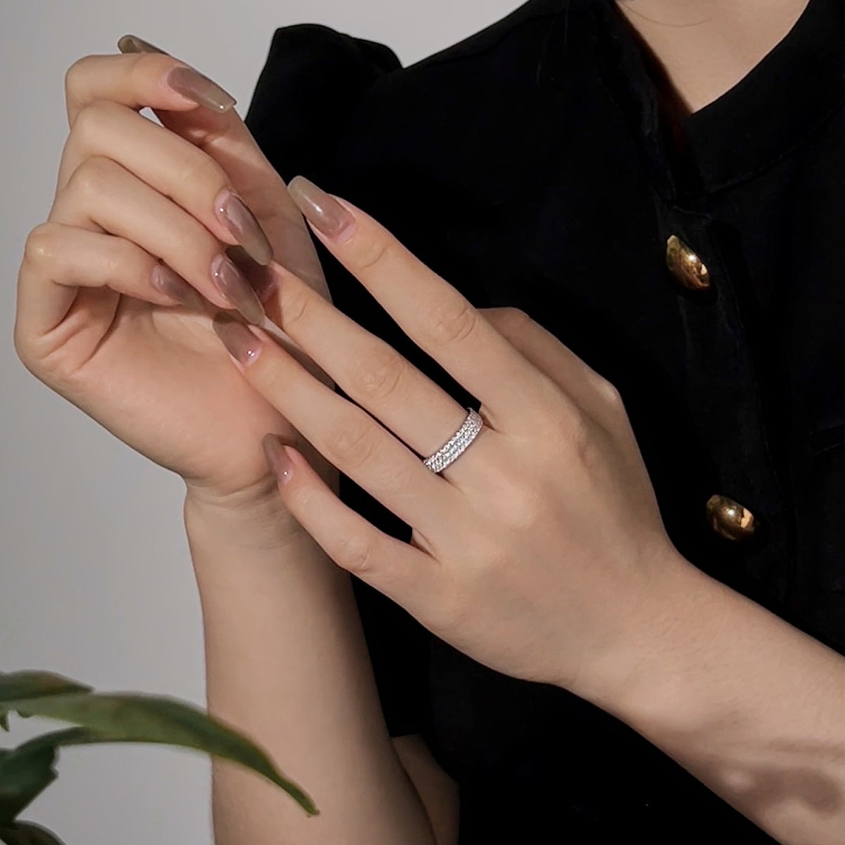 [Max Jewelry ]Dainty Round Cut Tennis Ring