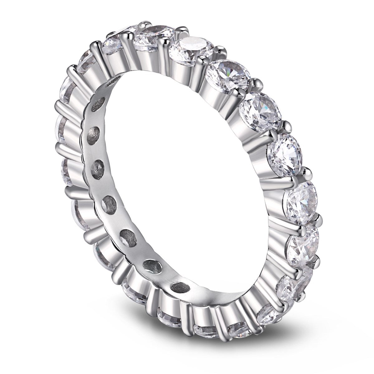 [Max Jewelry ]Sparkling Round Cut Tennis Ring