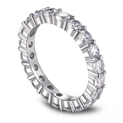 [Max Jewelry ]Sparkling Round Cut Tennis Ring