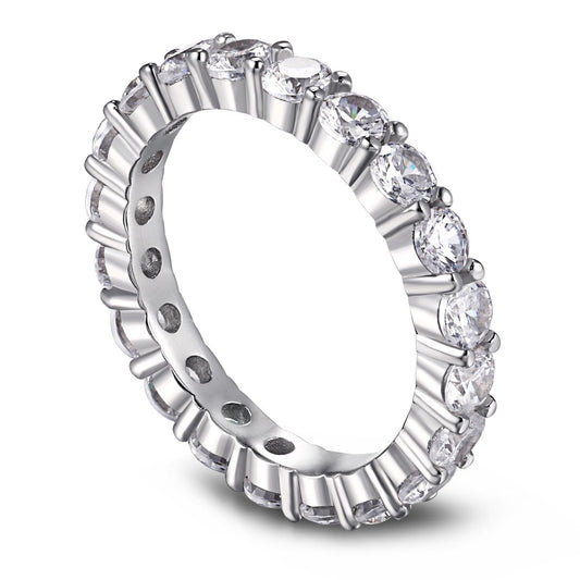 [Max Jewelry ]Sparkling Round Cut Tennis Ring