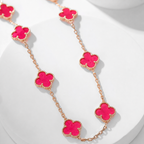 [Plus&Max]NEW CLOVER 10 MOTIFS PINK ENAMEL NECKLACE
