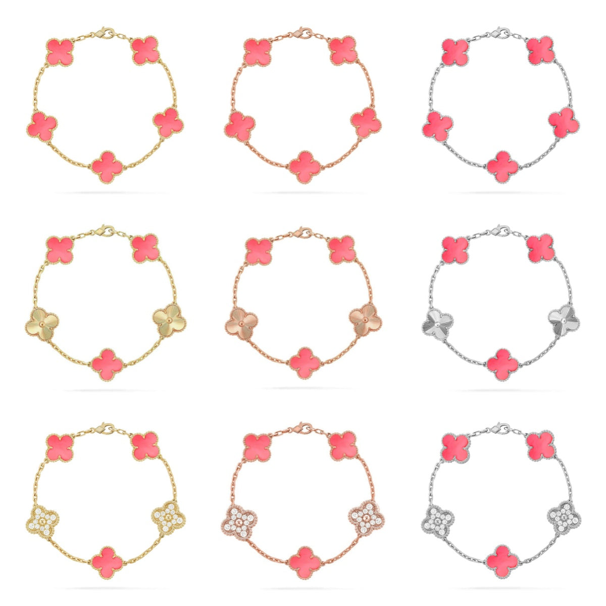 [Max Jewelry ] CLOVER 5 MOTIFS  PINK MOP BRACELET COLLECTION