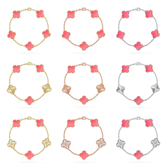 [Max Jewelry ] CLOVER 5 MOTIFS  PINK MOP BRACELET COLLECTION