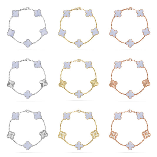 [Max Jewelry ] CLOVER 5 MOTIF PURPLE CHALCEDONY BRACELET COLLECTION