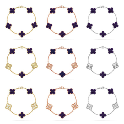 [Max Jewelry ]CLOVER 5 MOTIF PURPLE STRIPES BRACELET COLLECTION